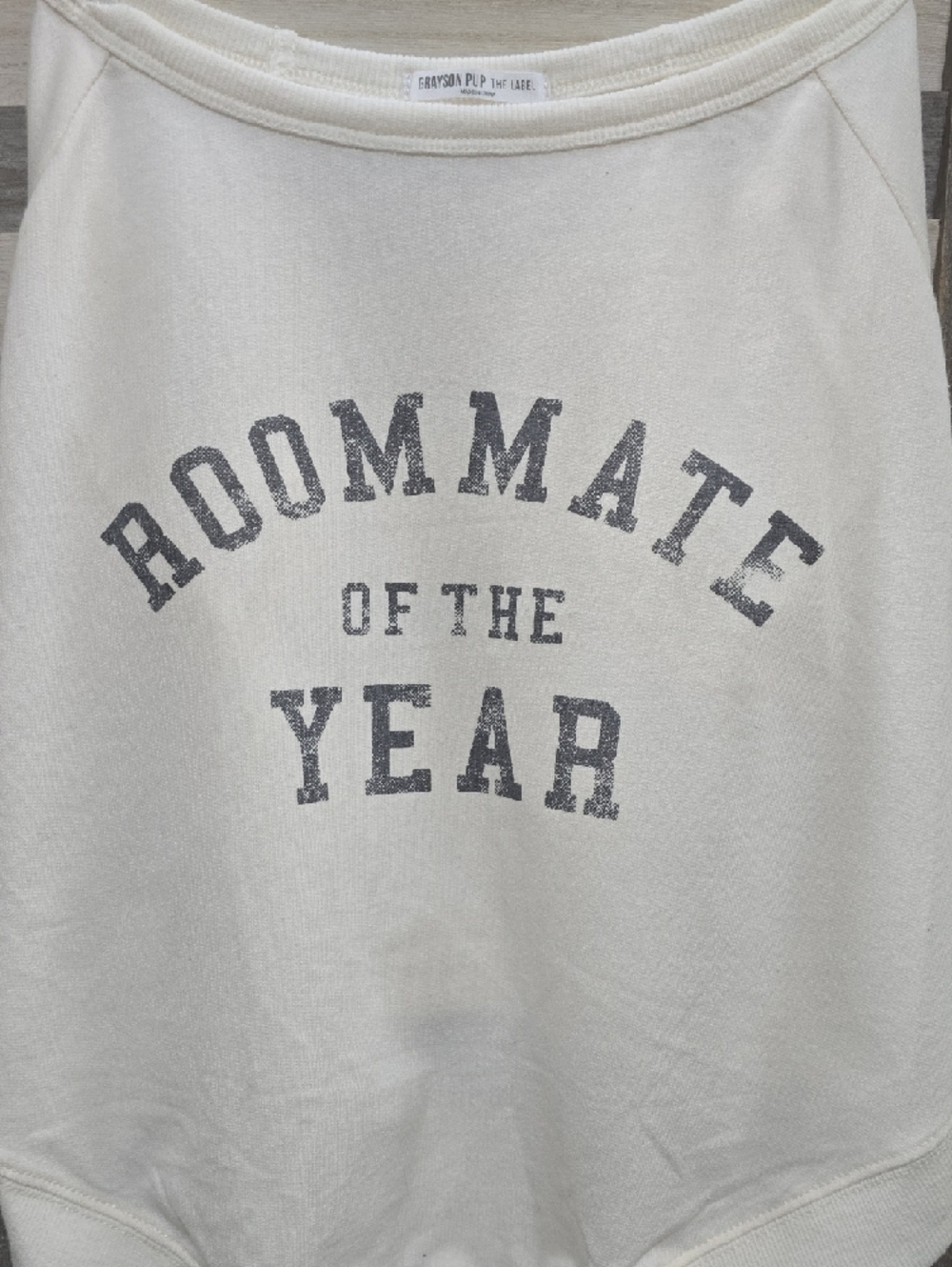 Cream "Roommate of the Year" Dog Sweatshirt - Casual Crewneck | Large - Picture 2 of 8